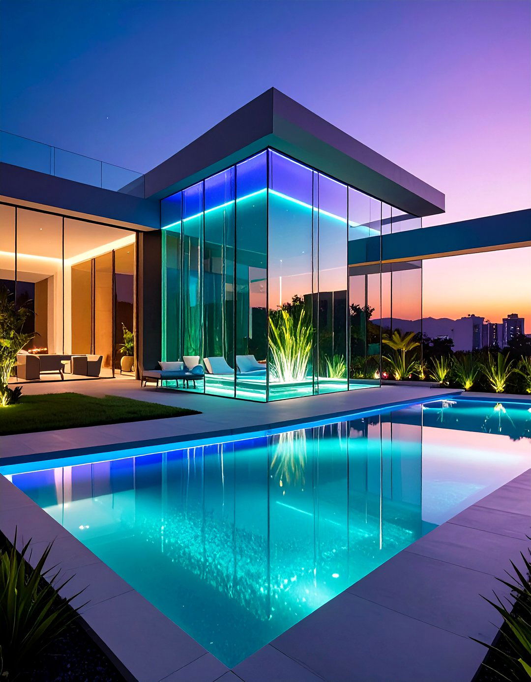 Modern Glass Edge Water Feature - 24 Pond Landscaping Ideas