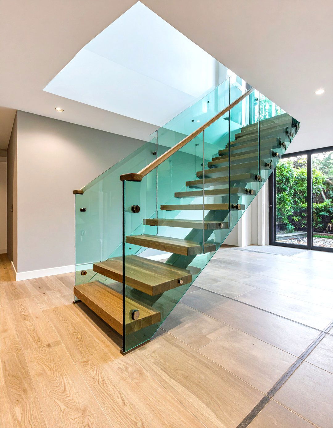 Modern Glass Panel Basement Railing System - 24 Basement Stair Ideas