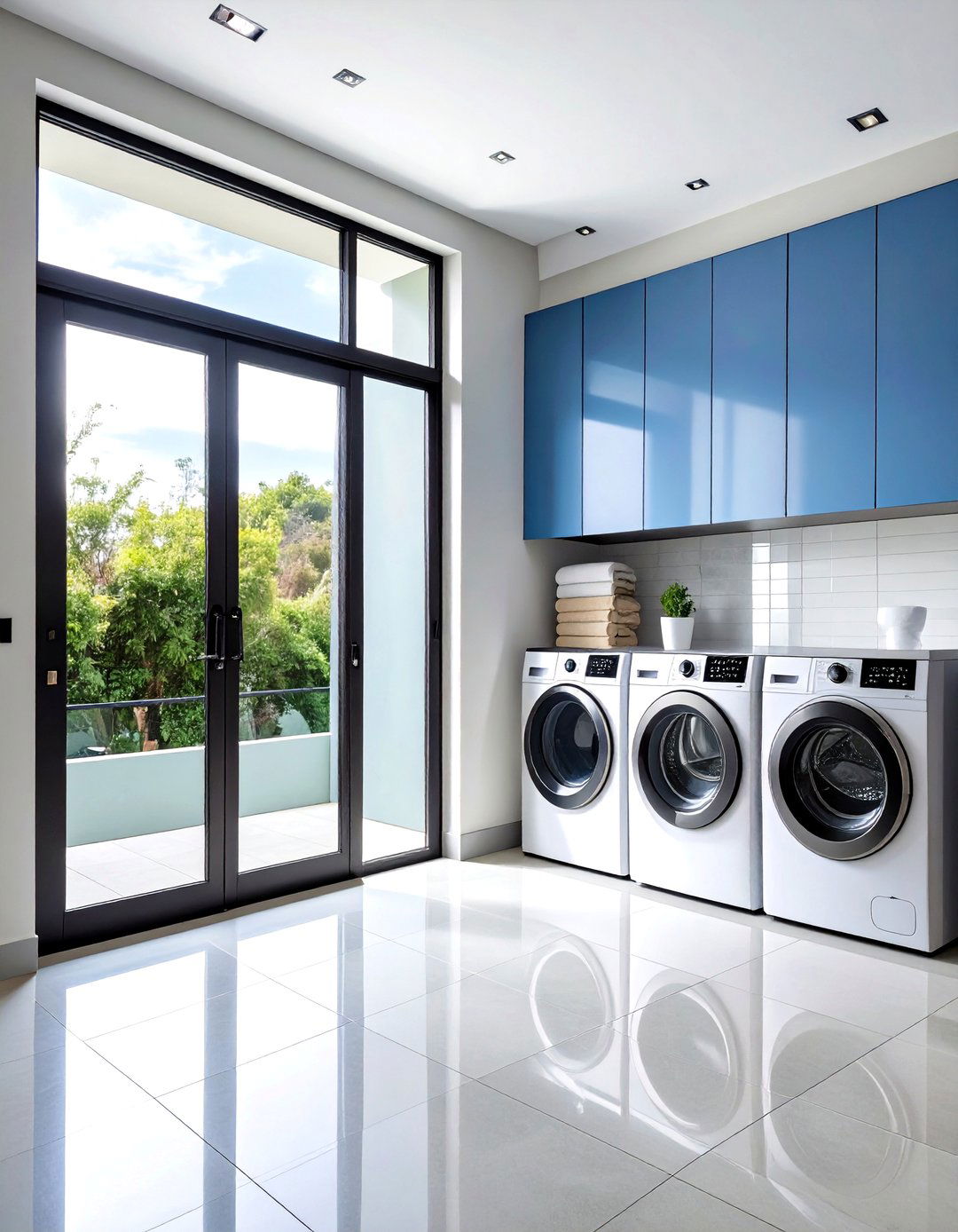 Modern Glass Panel Door with Black Frame - 24 Laundry Room Door Ideas