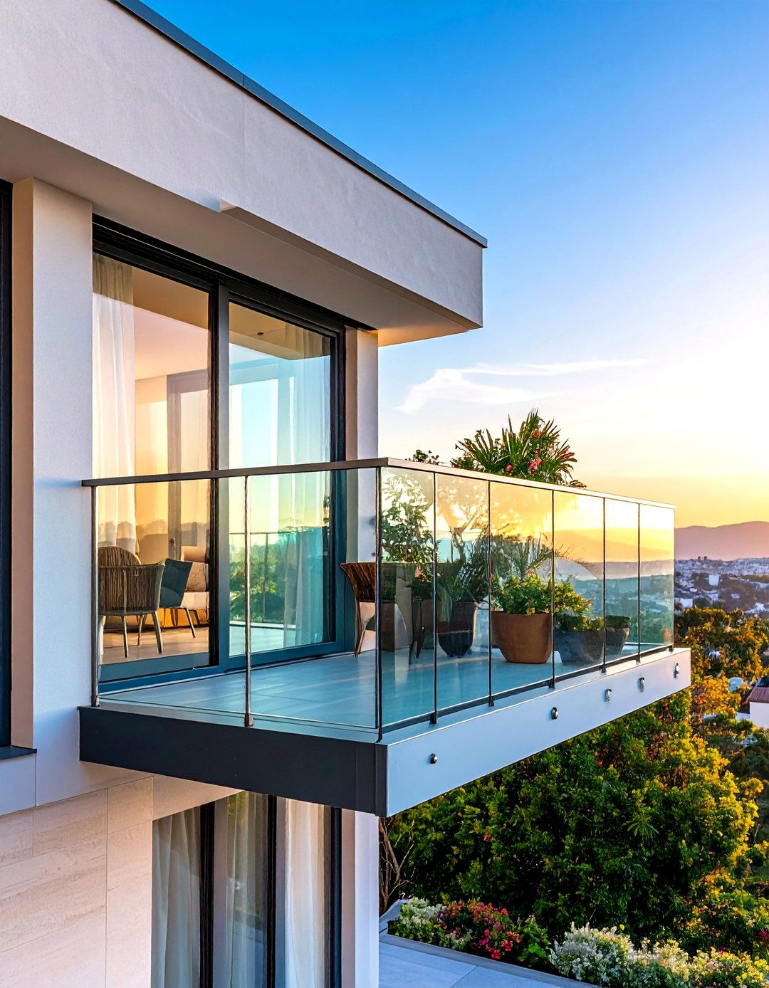 Modern Glass Panel French Balcony - 24 French Balcony Ideas