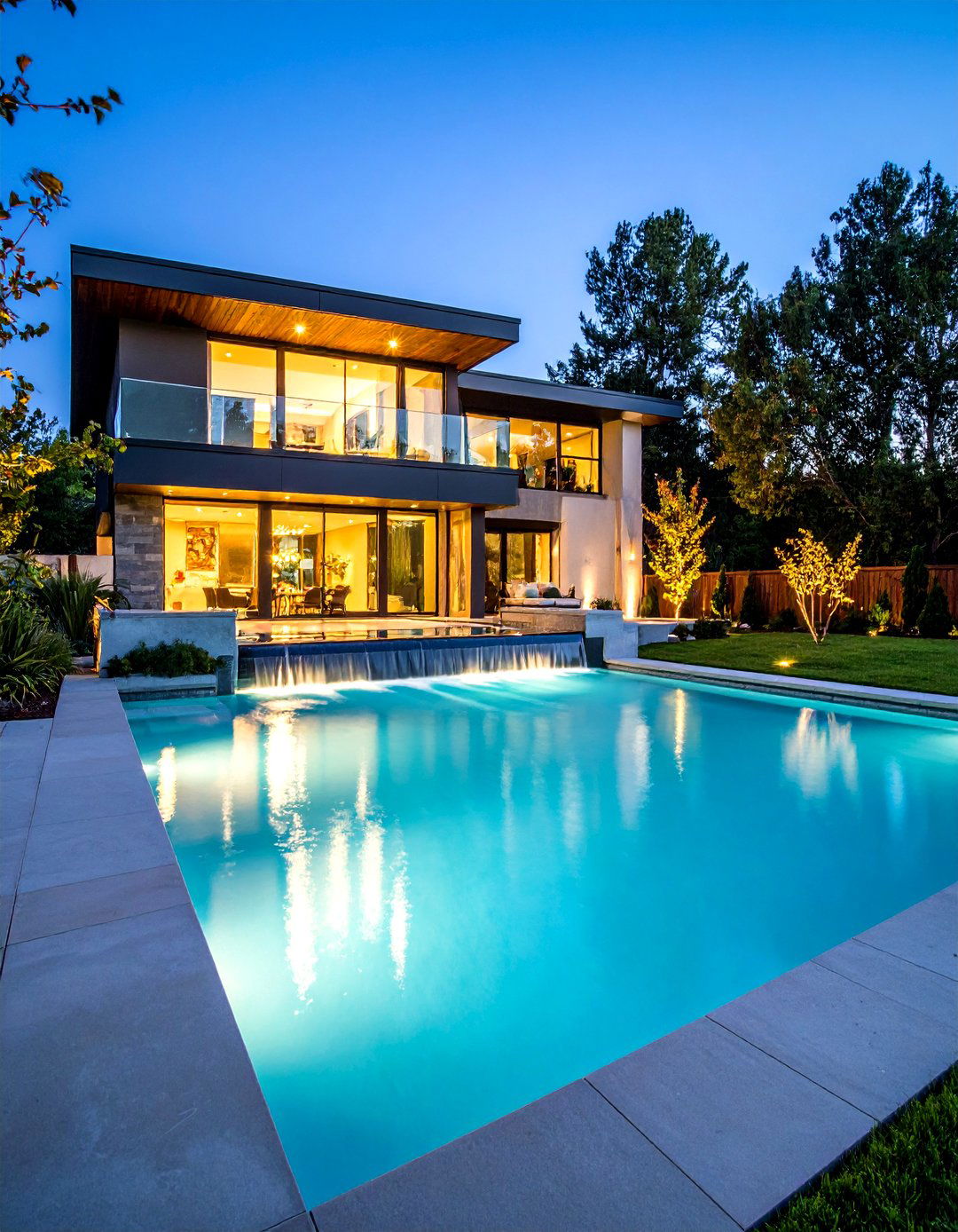 Modern Glass Sheer Descent Waterfall - 24 Backyard Waterfall Ideas