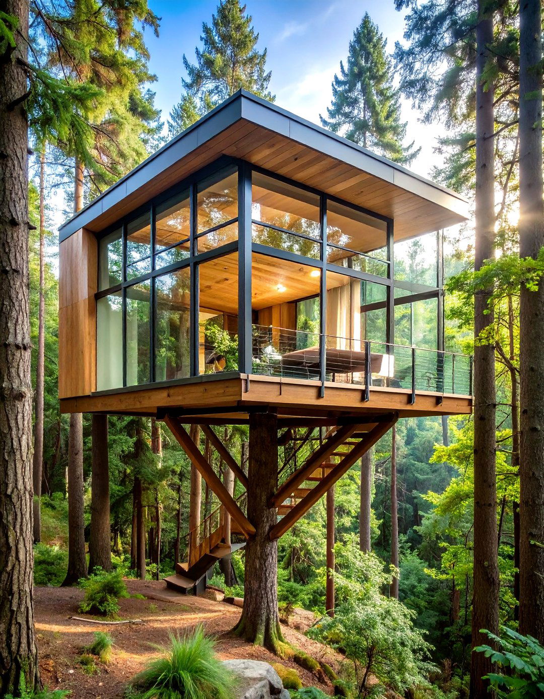 Modern Glass Tree House - 24 Tree House Ideas