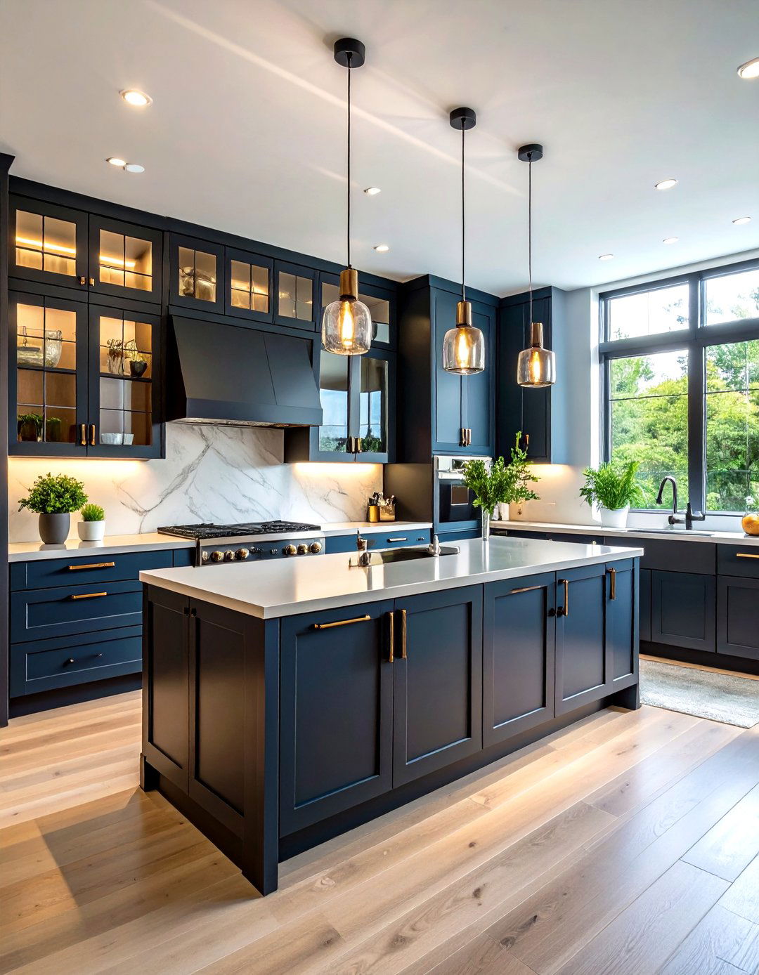 Modern Glass and Steel Kitchen - 24 Small Kitchen with Black Appliances Ideas