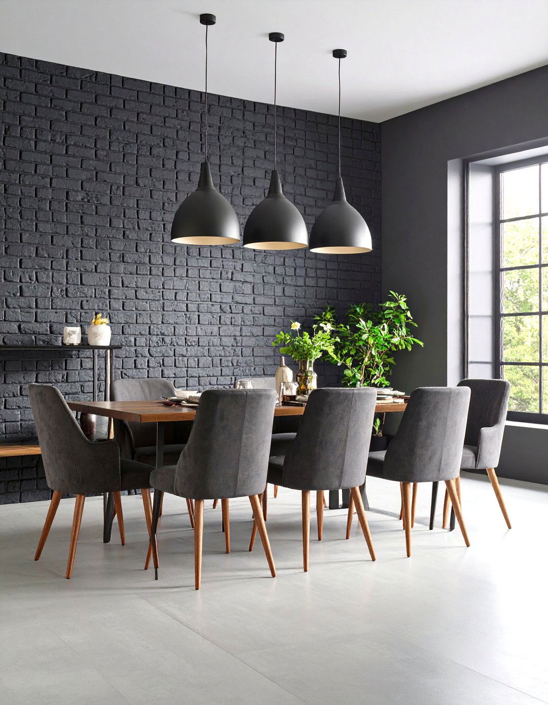 Modern Grey Brick Dining Room - 24 Brick Accent Wall Ideas