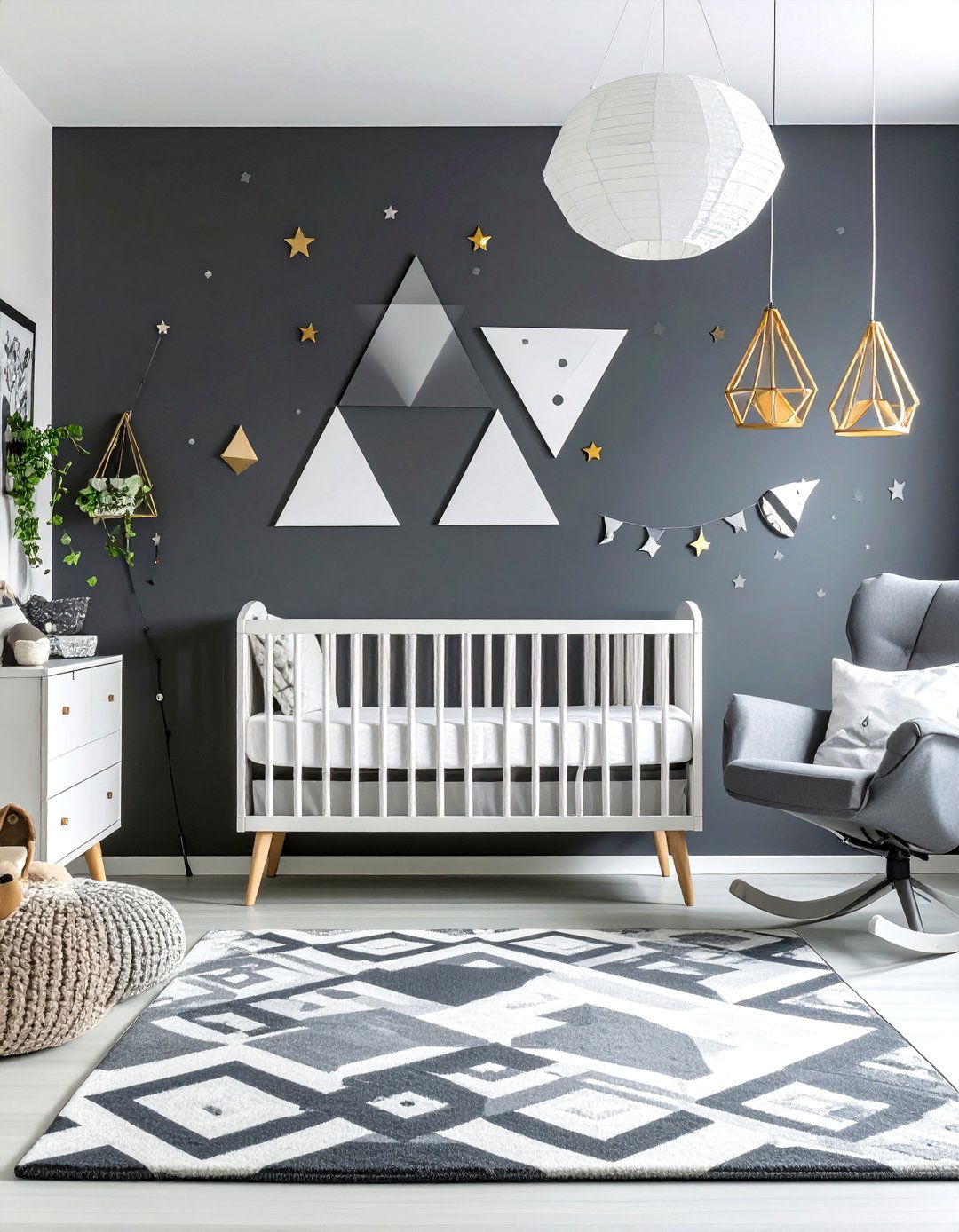 Modern Grey Geometric Nursery - 24 Grey Nursery Ideas