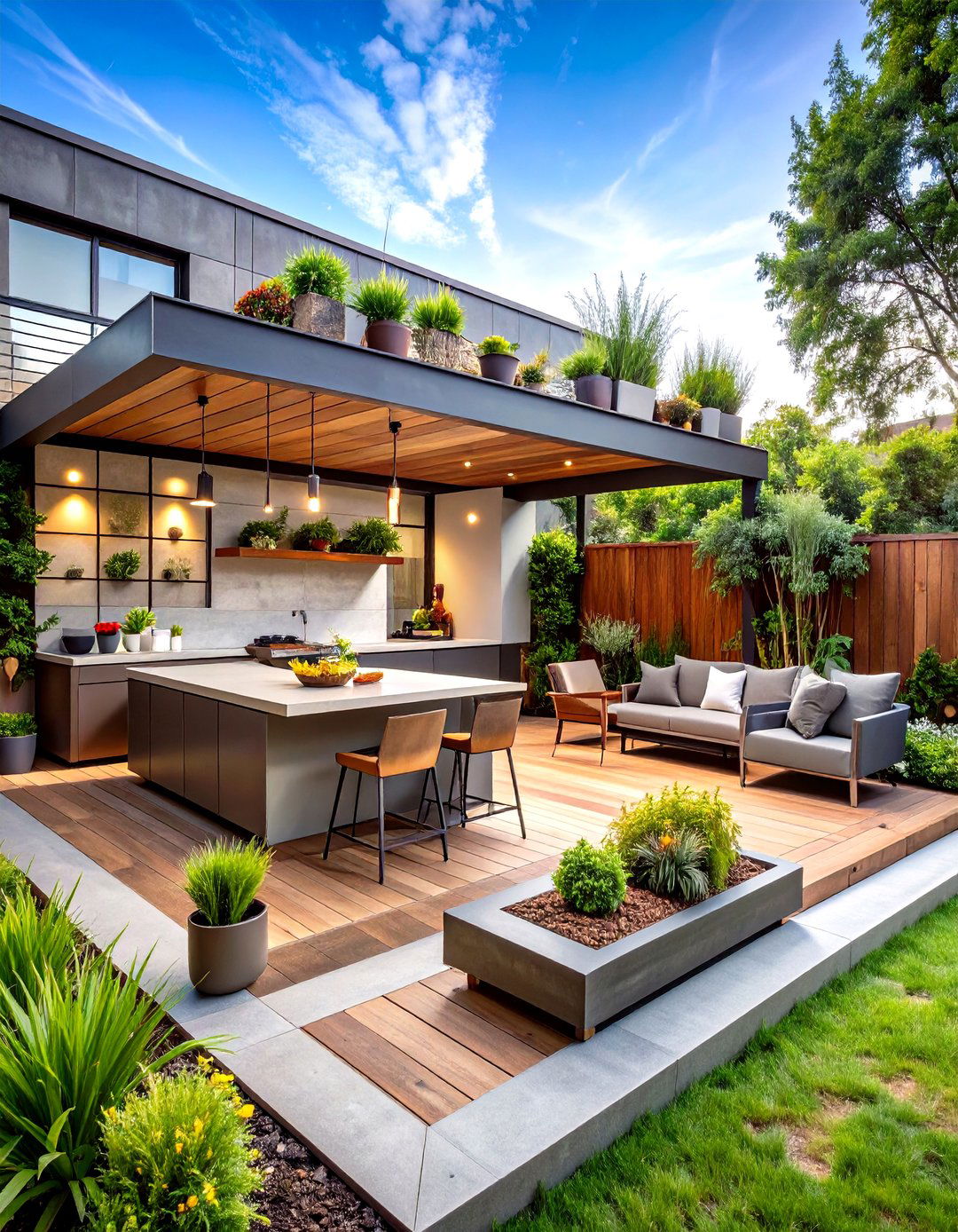 Modern Industrial L Shaped Urban Retreat - 24 L Shaped Backyard Ideas