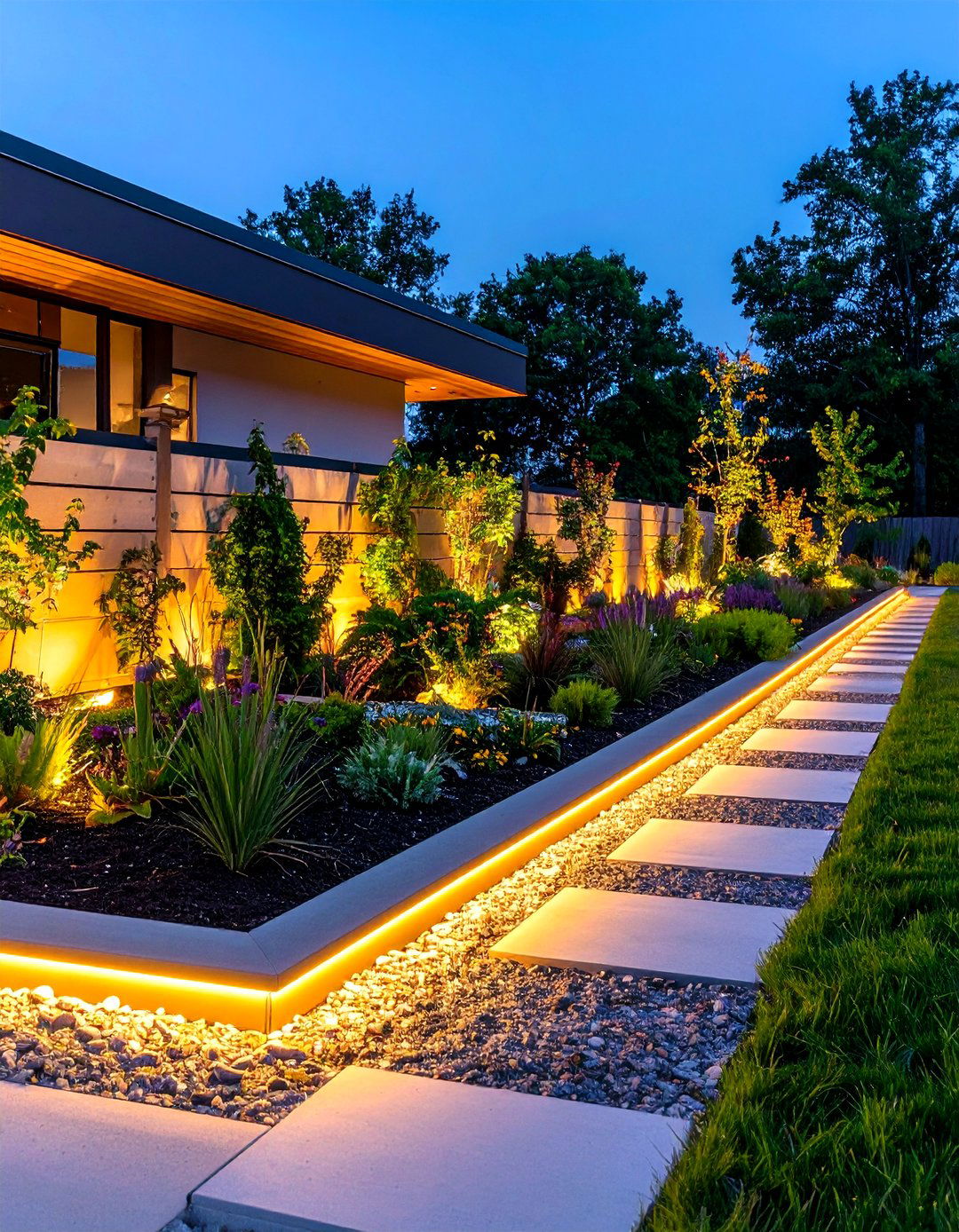 Modern LED Strip Garden Border Lighting - 24 Garden Lighting Ideas