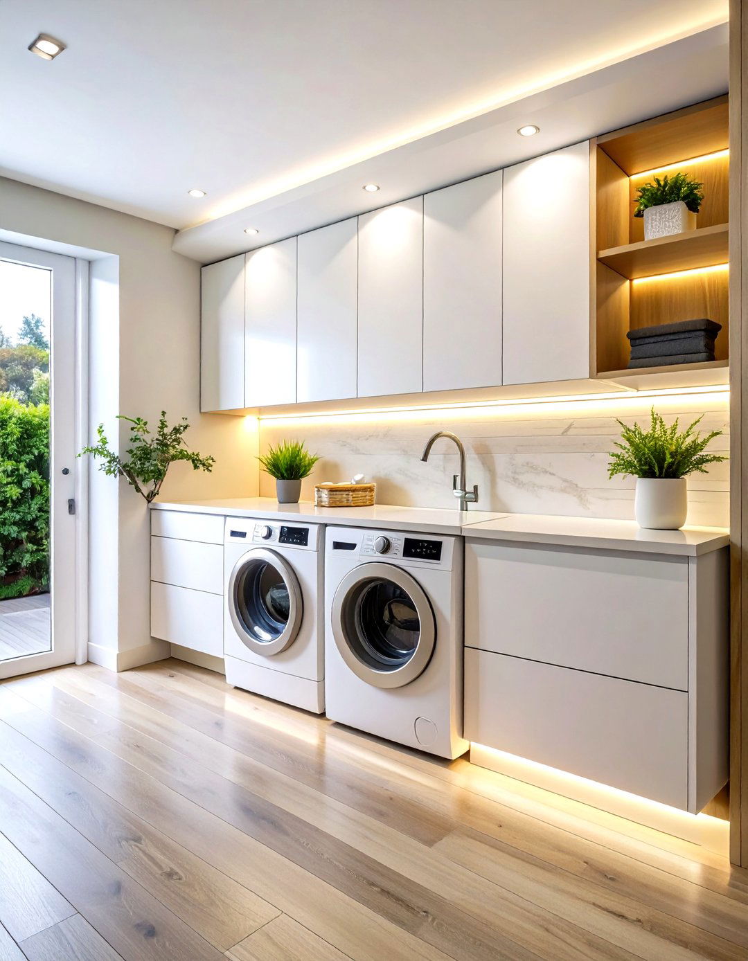 Modern LED Under Cabinet Strip Lighting - 24 Laundry Room Lighting Ideas