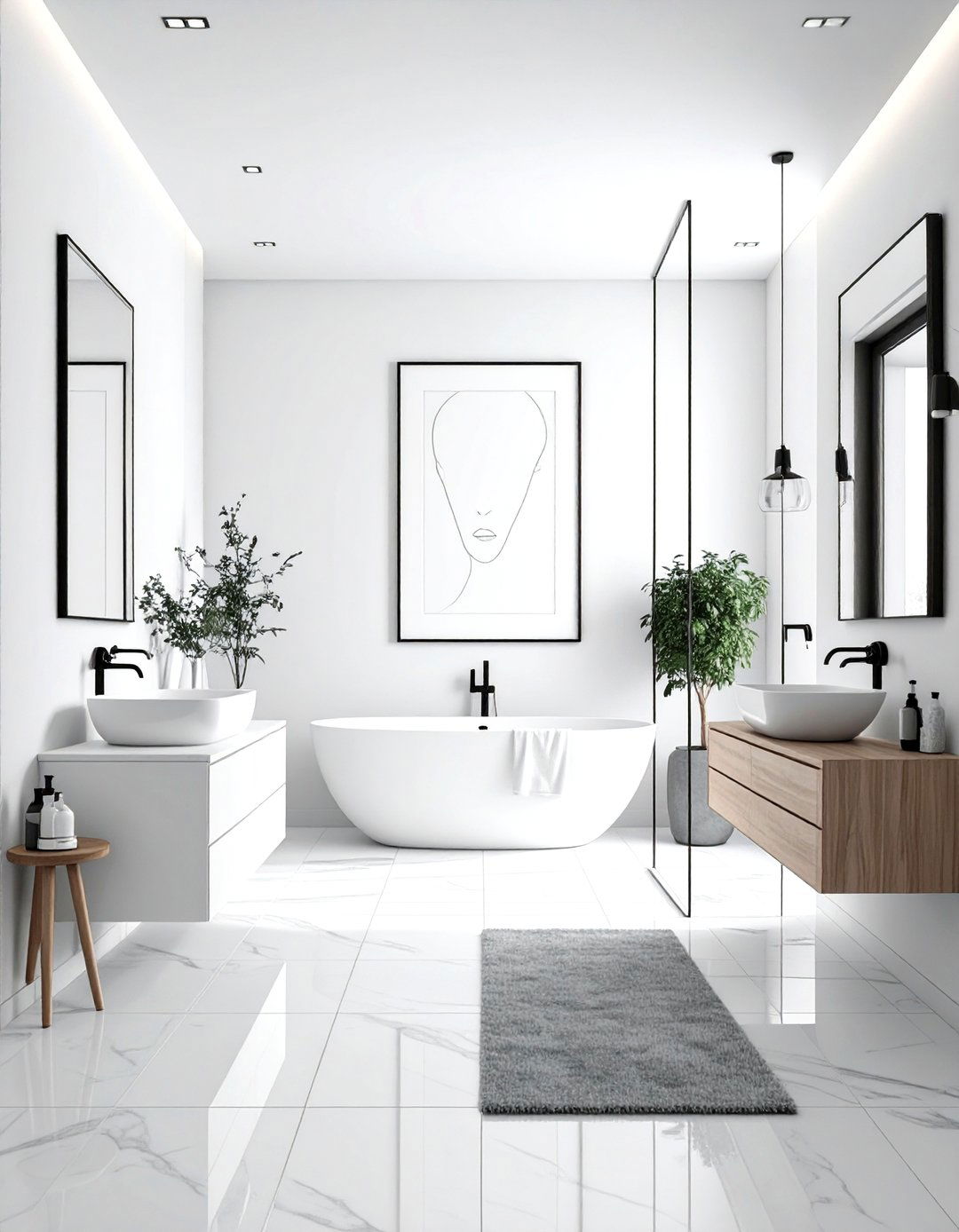 Modern Line Drawing Minimalism - 24 Bathroom Art Ideas