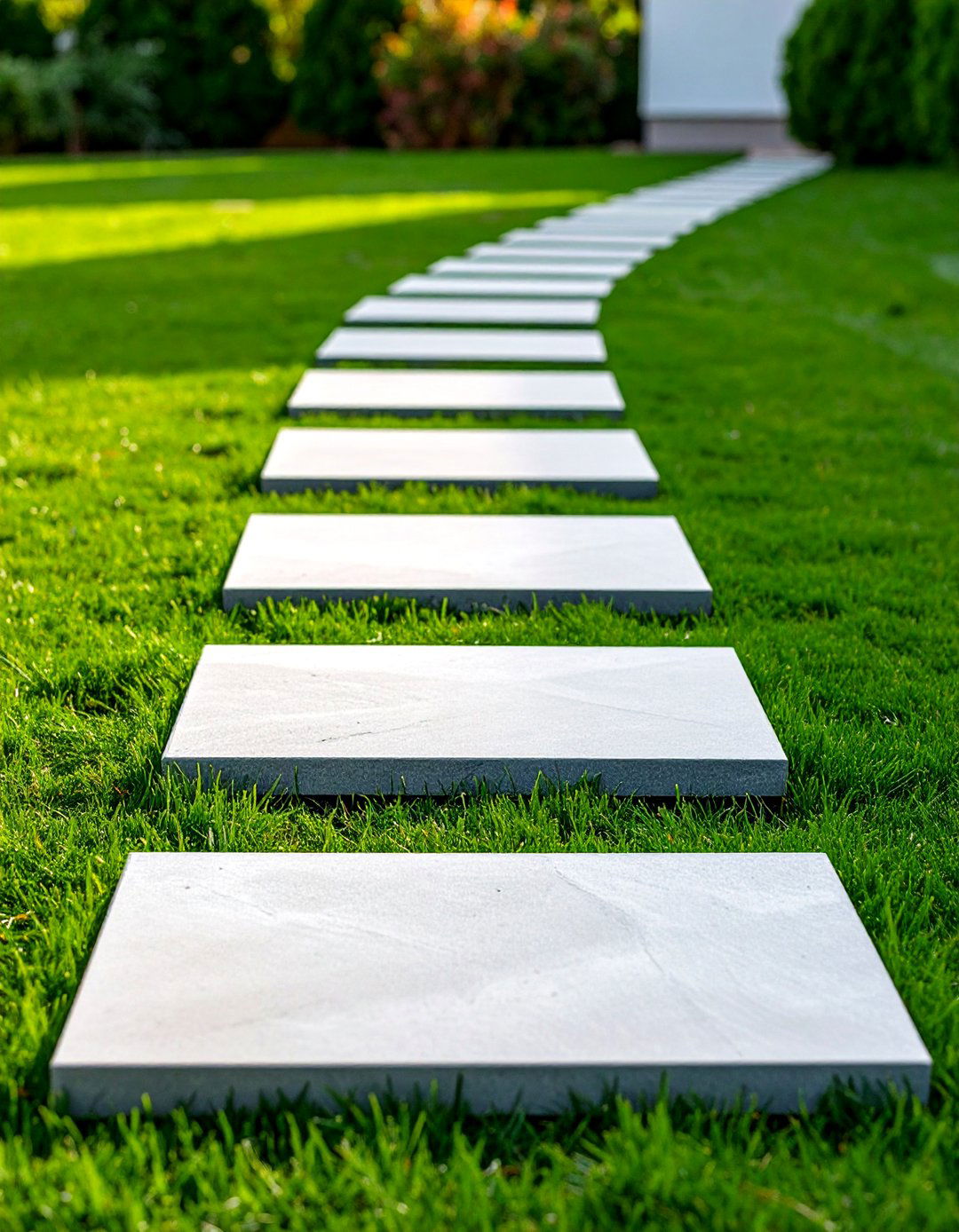 Modern Linear Stepping Stones Through Lawn - 24 Bluestone Walkway Ideas