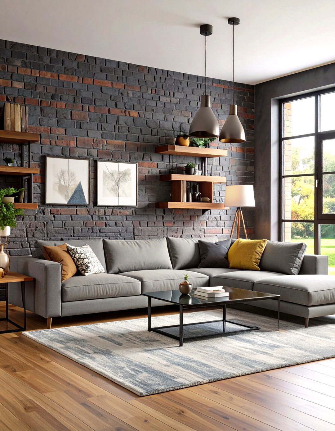 Modern Living Room Accent Wall - 24 Brick Wallpaper Ideas
