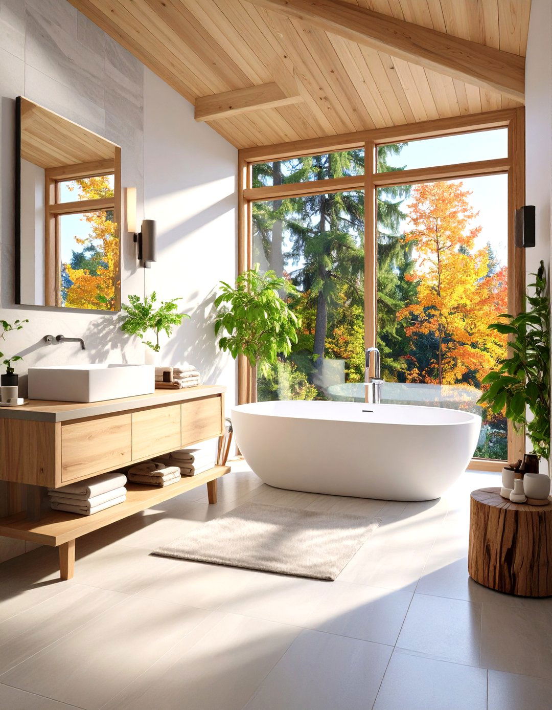 Modern Lodge with Clean Lines - 24 Log Cabin Bathroom Ideas