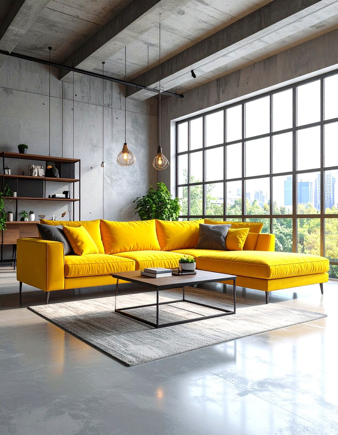 Modern Loft Yellow Sofa Industrial Design - 24 Yellow Couch Living Room Ideas