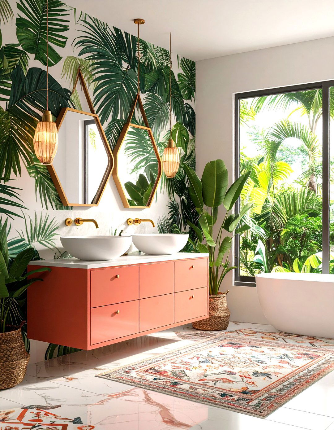 Modern Maximalist Powder Room with Bold Patterns - 24 Eclectic Powder Room Ideas