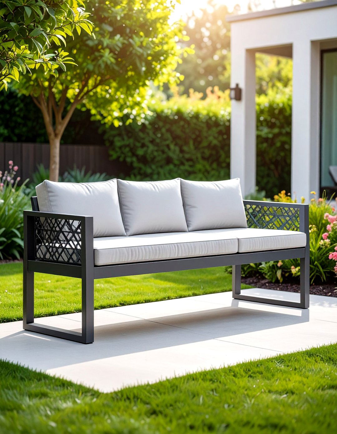 Modern Metal Frame Bench - 24 Garden Bench Ideas