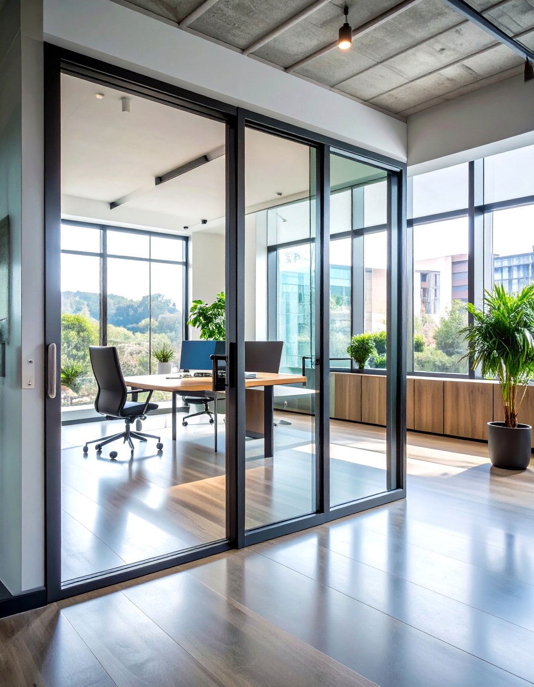 Modern Metal Frame Door - 24 Home Office Door Ideas