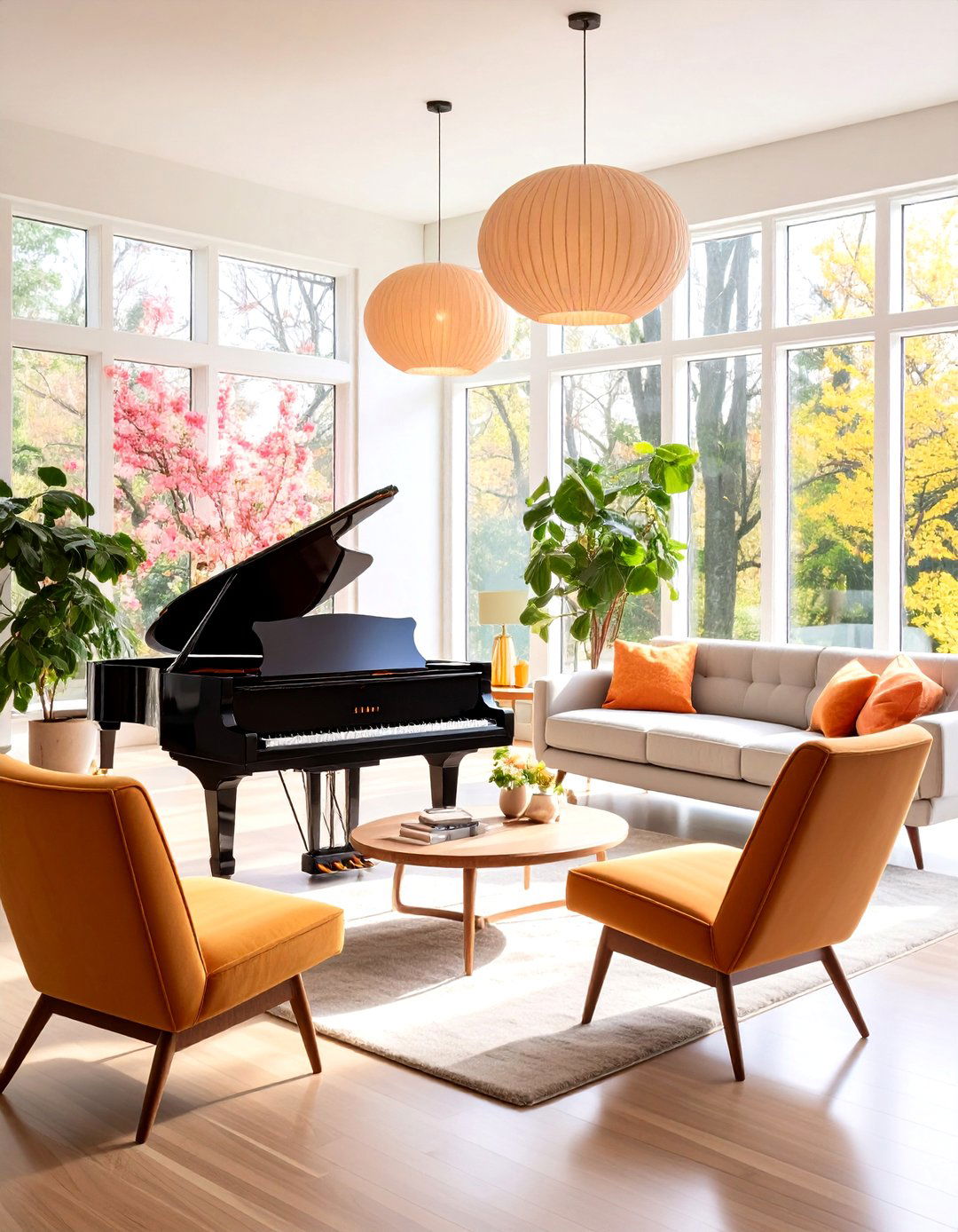 Modern Mid Century Piano Lounge - 24 Piano Room Ideas