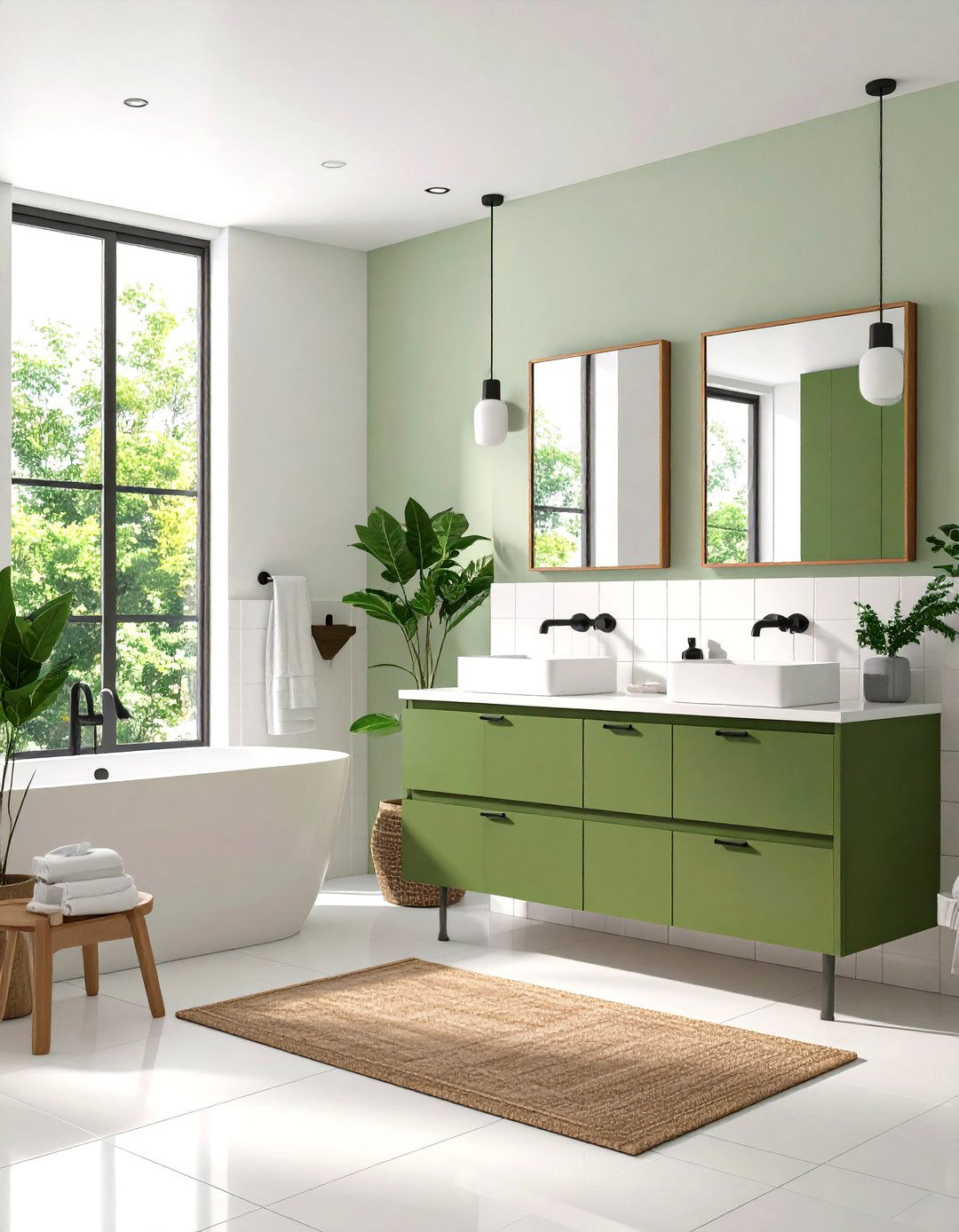 Modern Minimalist Approach - 24 black, white and green bathroom ideas