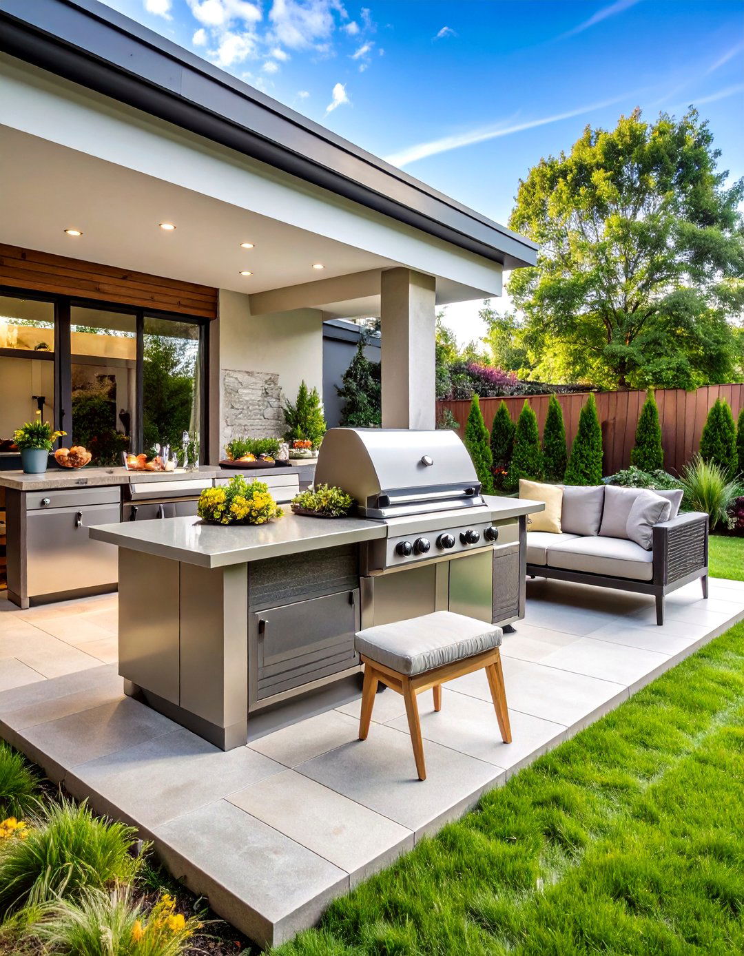 Modern Minimalist BBQ Island with Stainless Steel Finishes - 24 bbq area ideas