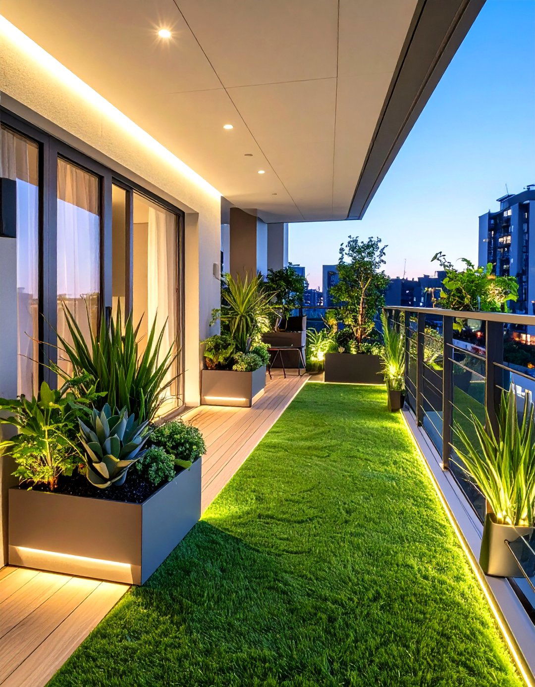 Modern Minimalist Balcony Garden - 24 Artificial Grass Balcony Design