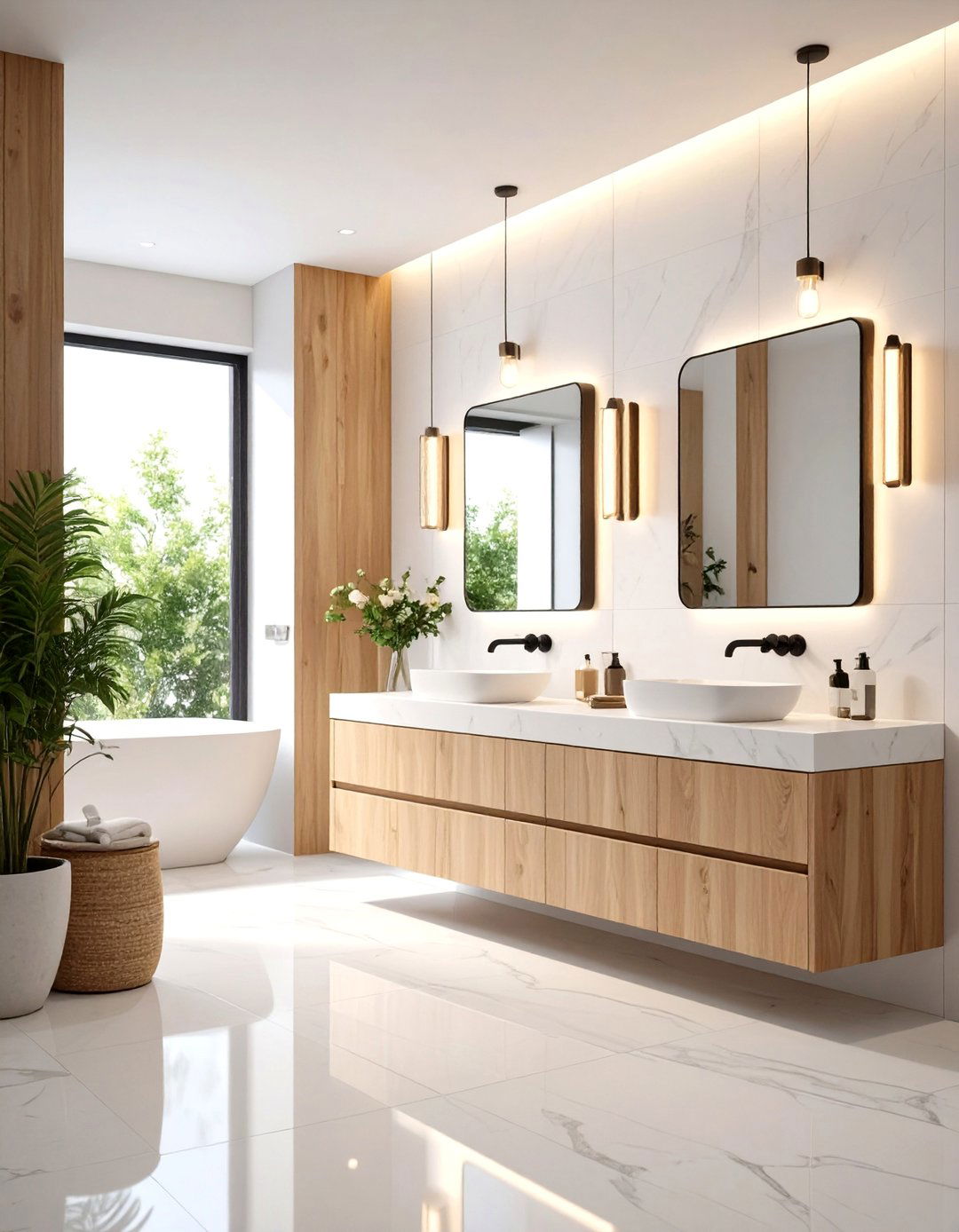 Modern Minimalist Bathroom with Black Faucets - 24 Bathroom With Black Fixtures