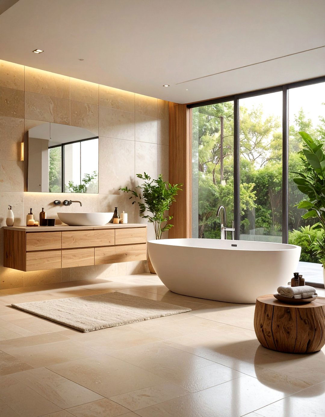 Modern Minimalist Beige Spa Retreat - 24 Beige Bathroom Ideas