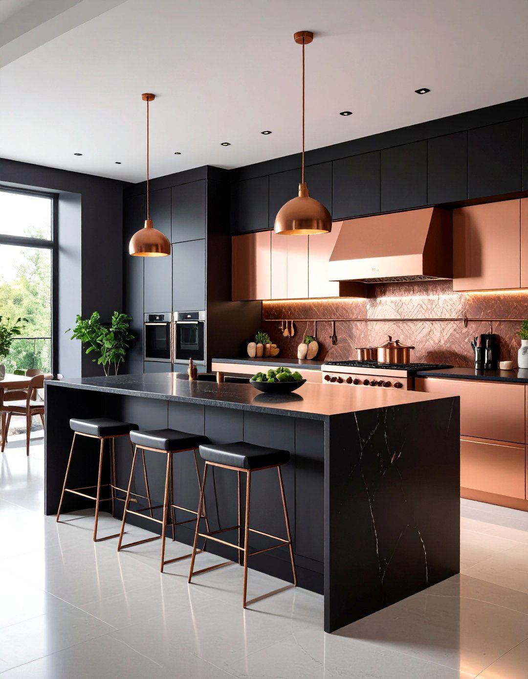 Modern Minimalist Black Copper Kitchen - 24 black and copper kitchen ideas