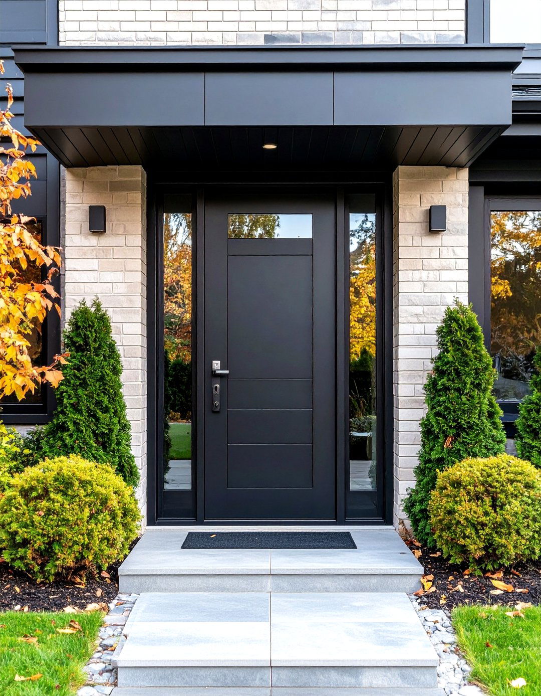 Modern Minimalist Black Front Door with Steel Frame - 24 Black Front Door Ideas