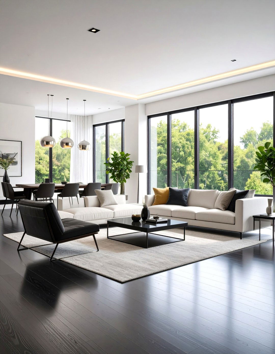Modern Minimalist Black Hardwood Design - 24 Black Floor Living Room Ideas