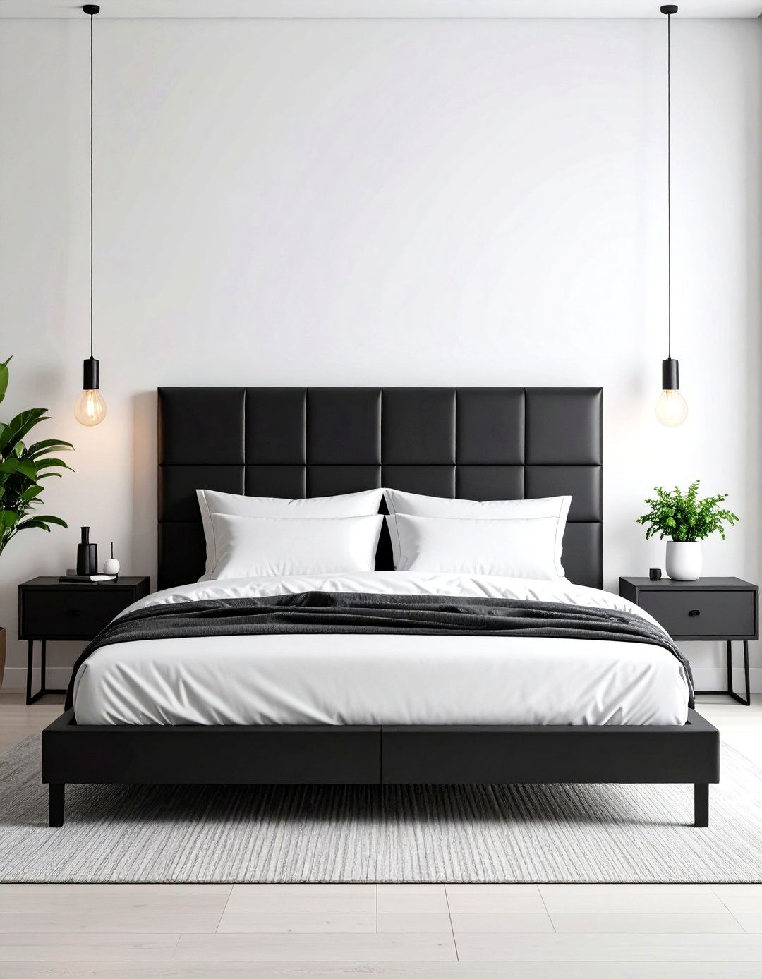 Modern Minimalist Black Headboard - 24 Black Headboard Bedroom Ideas