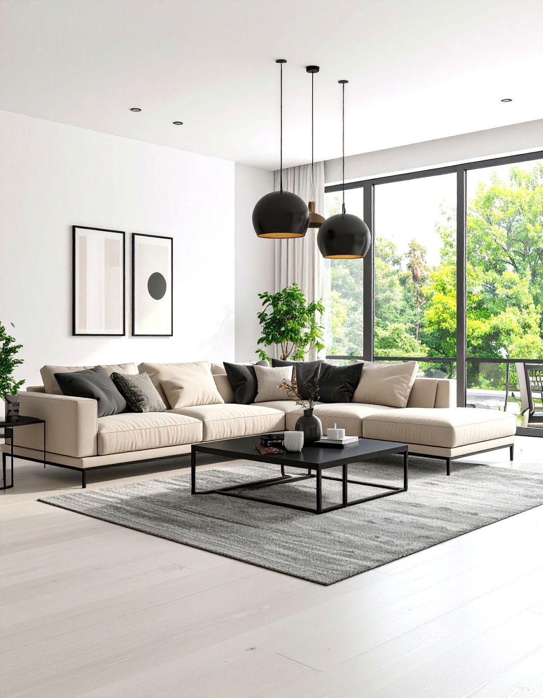 Modern Minimalist Black and Beige Living Room - 24 Black and Beige Living Room Ideas
