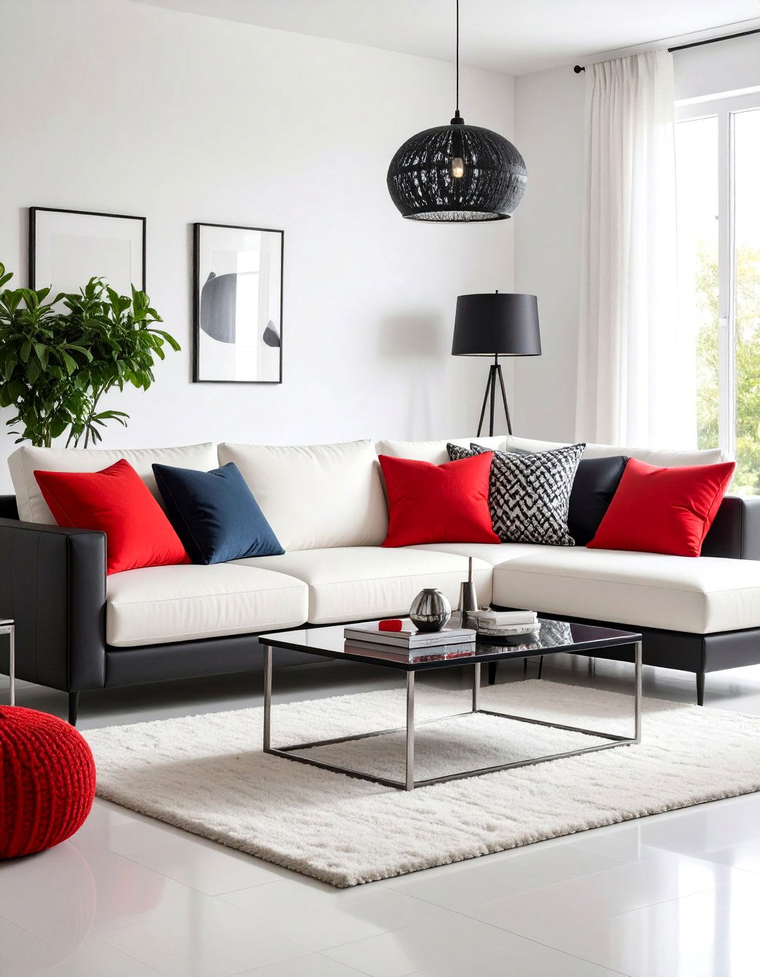 Modern Minimalist Black and Red Living Room - 24 Black and Red Living Room Ideas