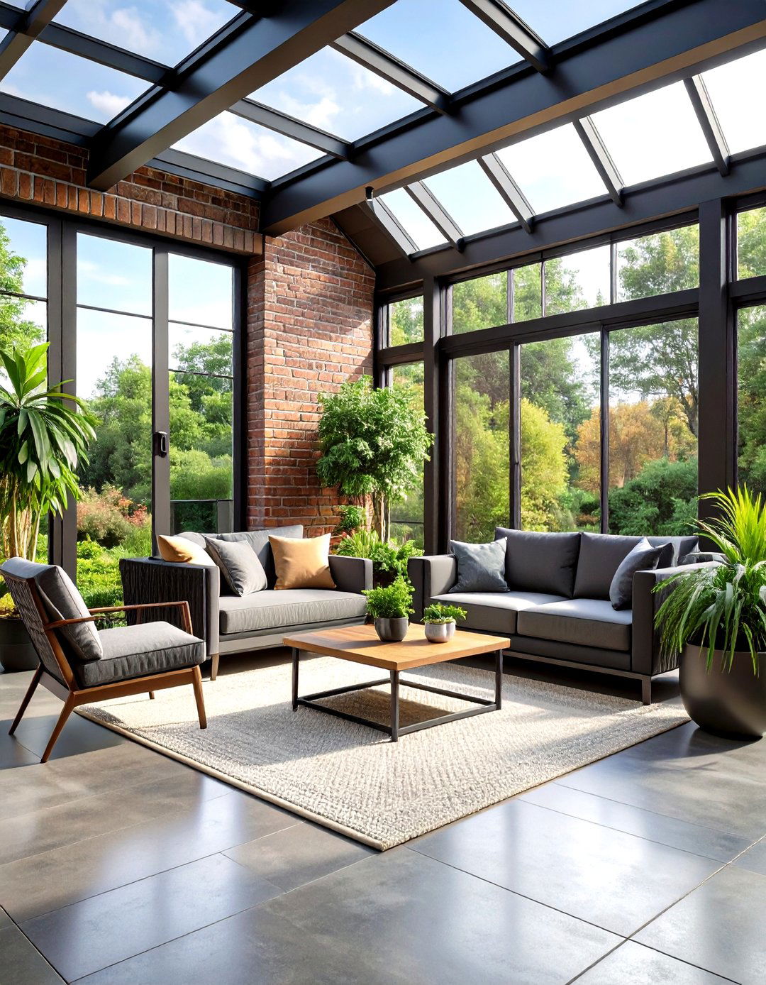 Modern Minimalist Brick Sunroom - 24 Brick Floor Sunroom Ideas