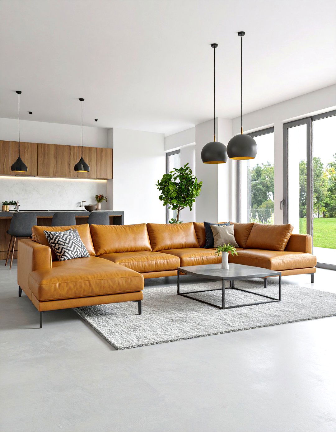 Modern Minimalist Brown Leather Sofa Design - 24 Brown Leather Couch Living Room Ideas