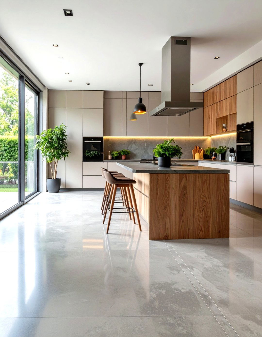 Modern Minimalist Concrete Design - 24 Concrete Floor Kitchen Ideas