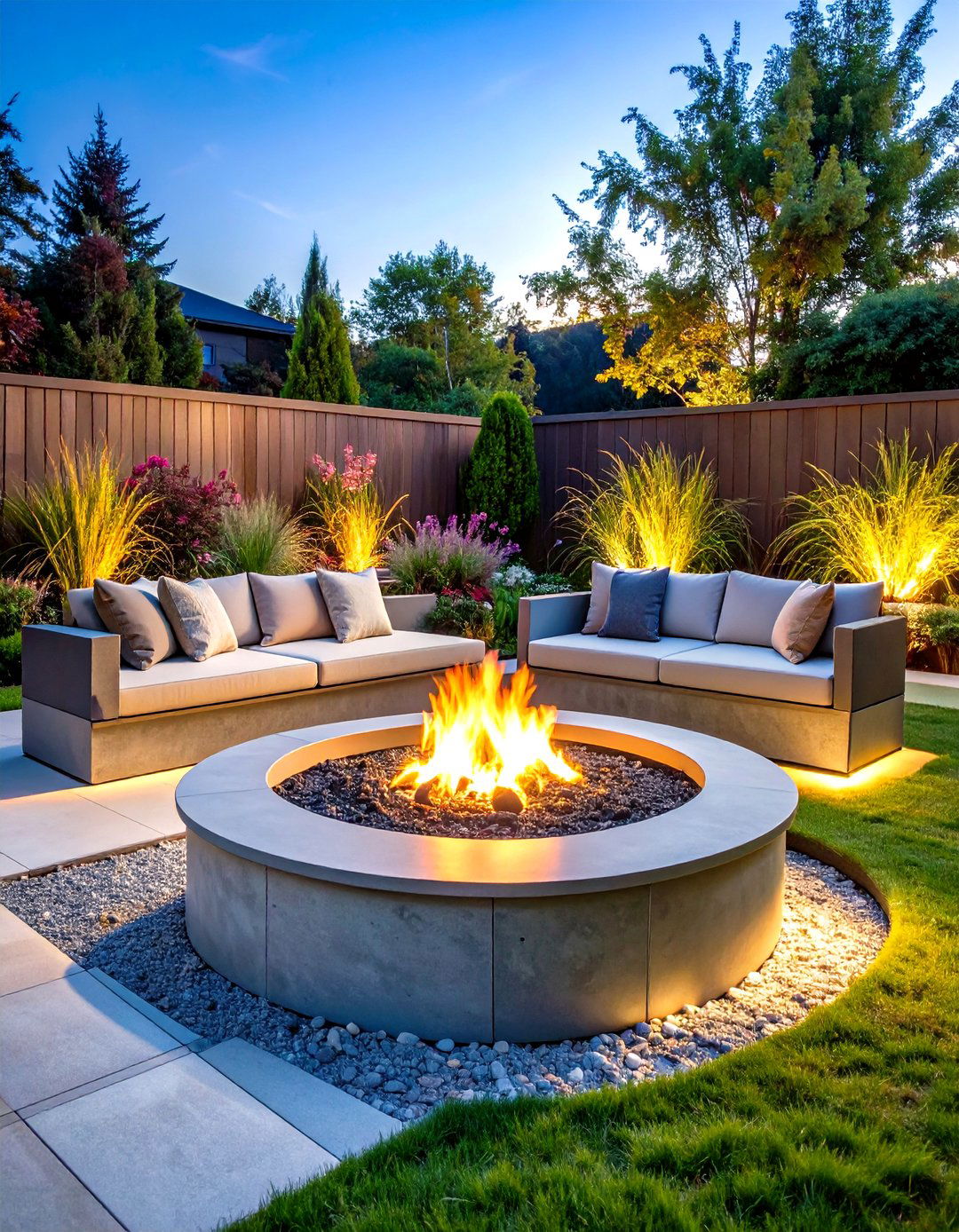 Modern Minimalist Concrete Fire Pit - 24 Sunken Fire Pit Ideas