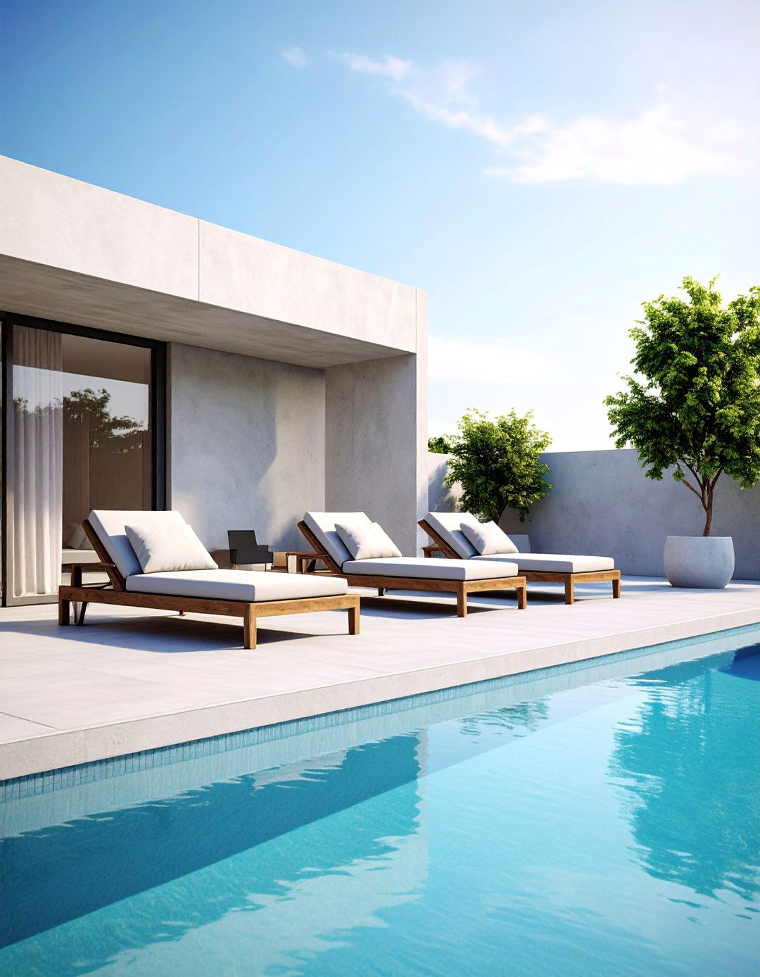 Modern Minimalist Concrete Pool Design - 24 Concrete Pool Deck Ideas