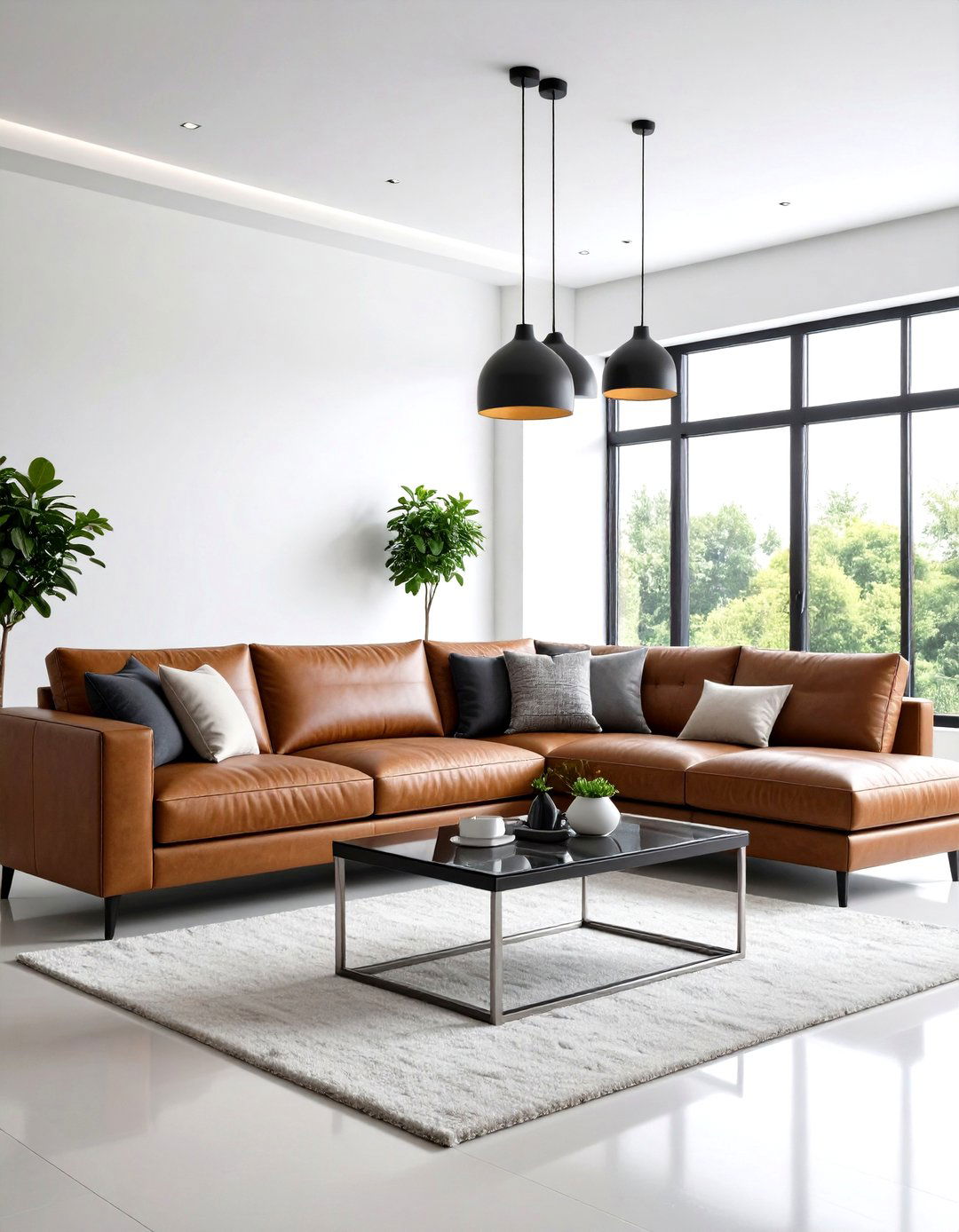 Modern Minimalist Dark Brown Leather Living Room - 24 Dark Brown Couch Living Room Ideas