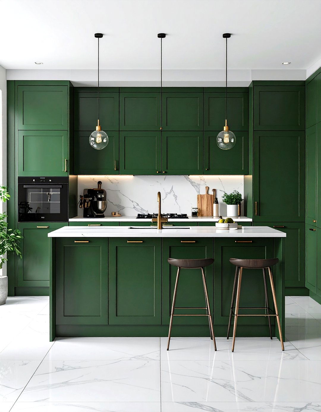 Modern Minimalist Dark Green Design - 24 Dark Green Kitchen Ideas