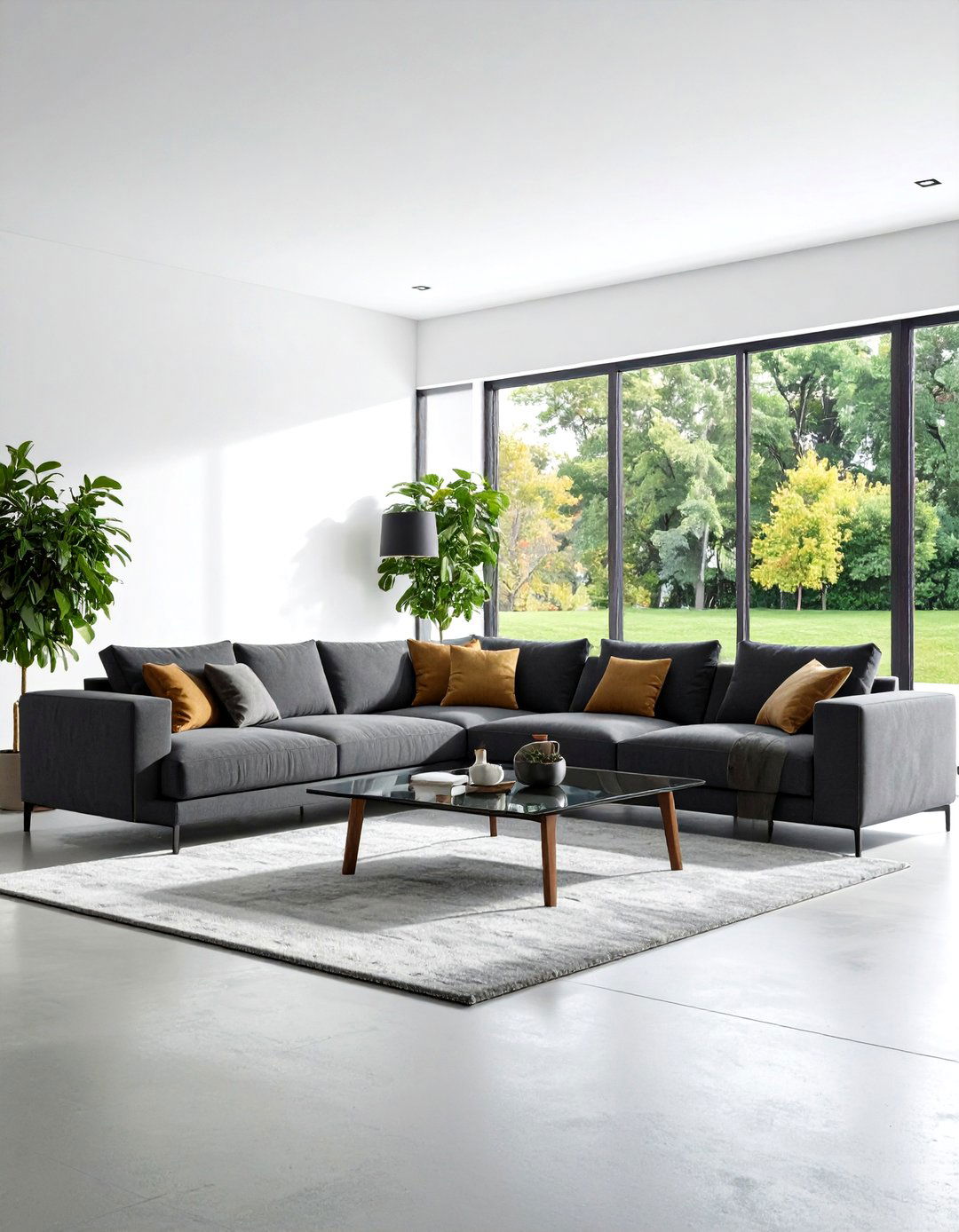Modern Minimalist Dark Grey Sectional Design - 24 dark grey couch living room ideas
