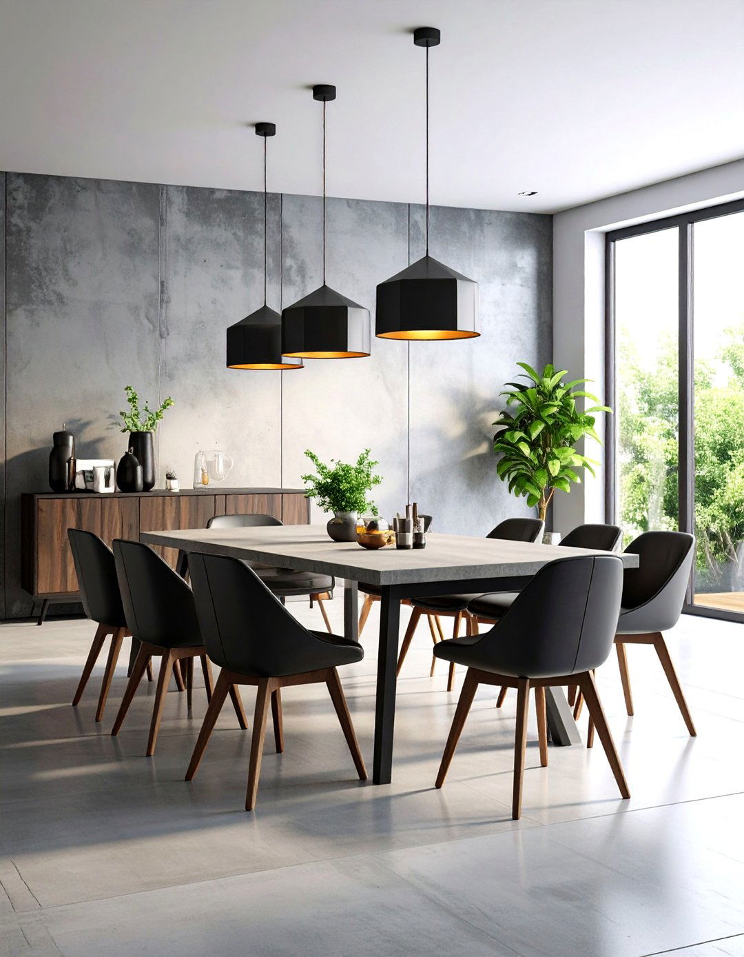 Modern Minimalist Dining Room with Concrete Elements - 24 masculine dining room ideas