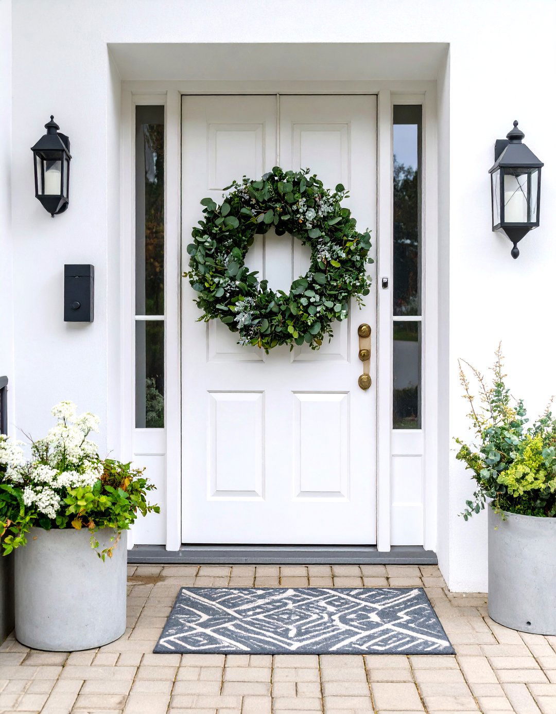 Modern Minimalist Eucalyptus - 24 Summer Front Door Decor Ideas