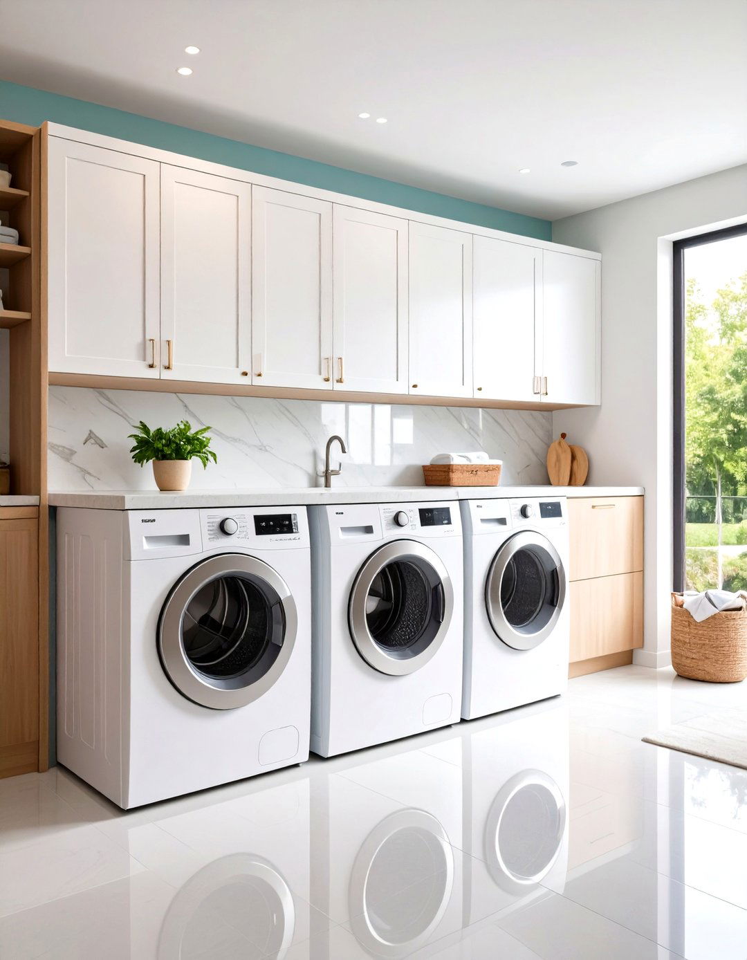 Modern Minimalist Flat Panel Cabinets - 24 Laundry Room Cabinet Ideas