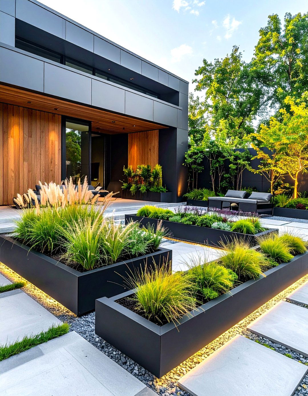 Modern Minimalist Garden with Clean Geometric Lines - 24 Garden Decor Ideas