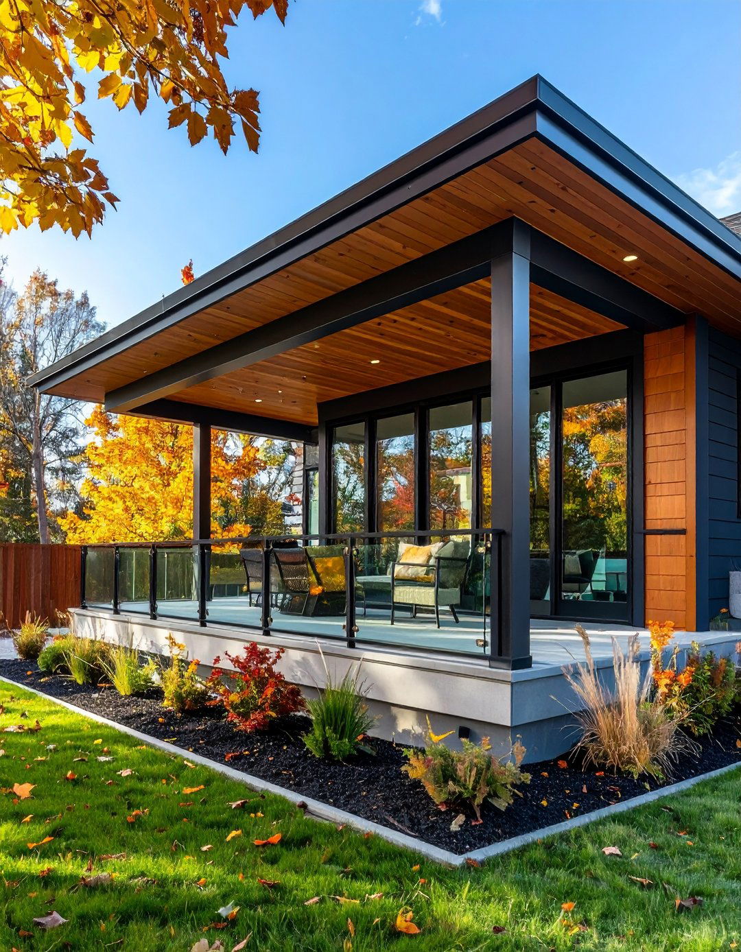 Modern Minimalist Glass Panels - 24 Raised Ranch Front Porch Ideas