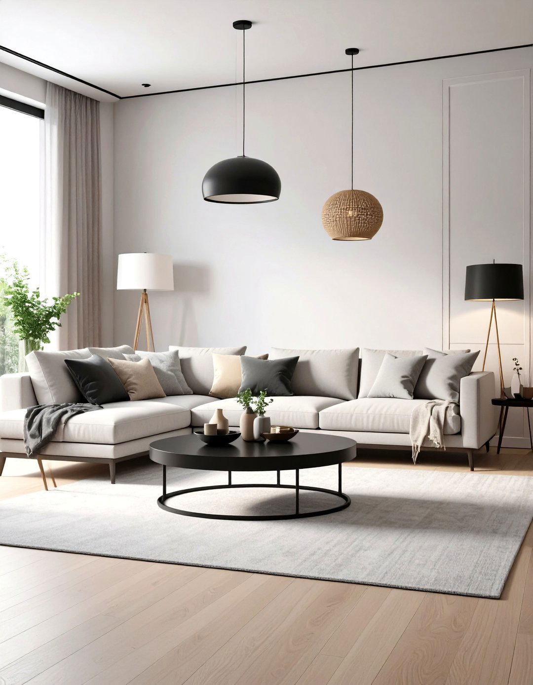 Modern Minimalist Grey Living Room Design - 24 Living Room With Grey Walls and Black Trim