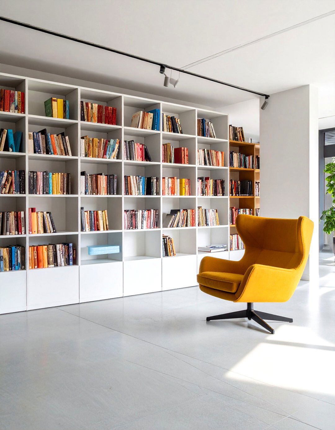 Modern Minimalist Library with Clean Lines - 24 Home Library Ideas