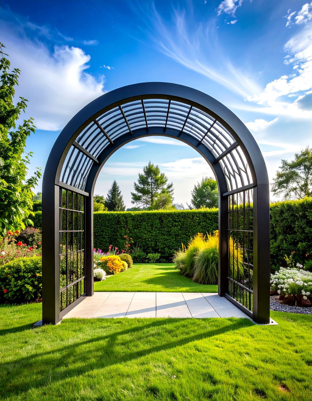 Modern Minimalist Metal Arch - 24 Garden Arch Ideas