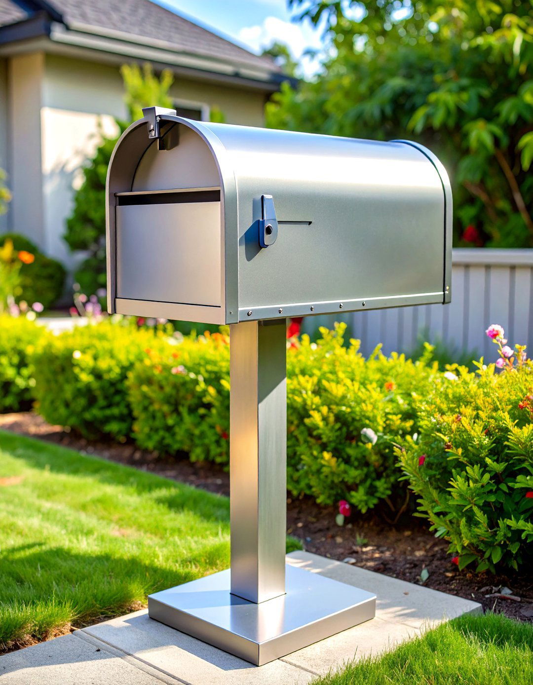 Modern Minimalist Metal Column - 24 Mailbox Post Ideas