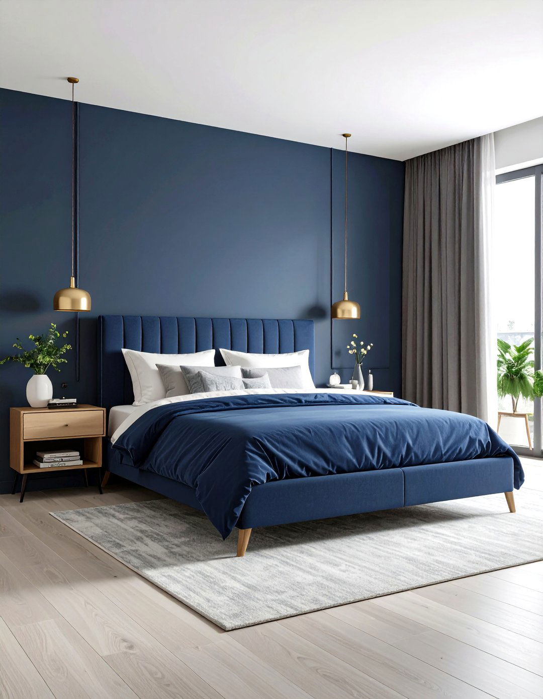 Modern Minimalist Navy Design - 24 Dark Blue Bedroom Ideas